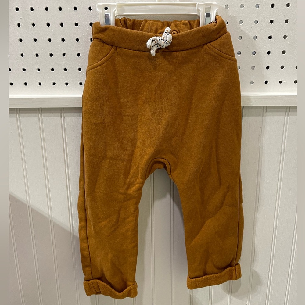 French cinnamon colored toddler pants with adjustable waist